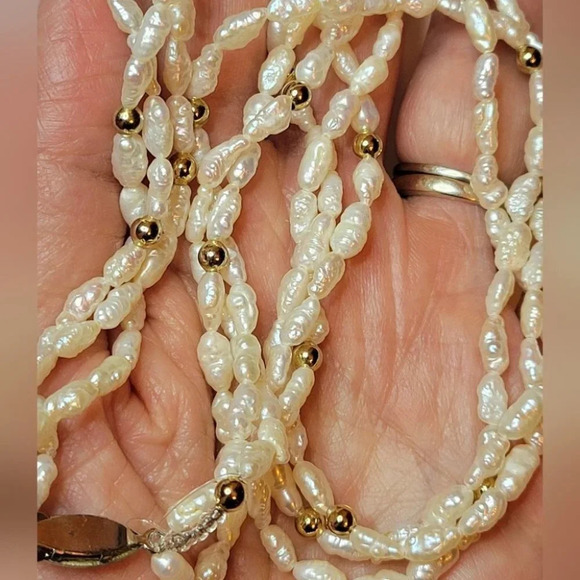 Seed pearl freshwater necklace baroque milky white - Picture 1 of 5